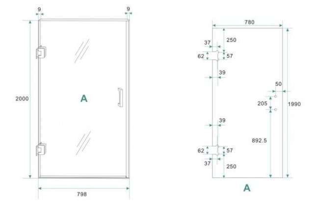 Douchedeur 80x200cm⎢Wiesbaden Less⎢Geborsteld Brons koper⎢nisdeur 8mm helderglas met nano-coating - 20.3393