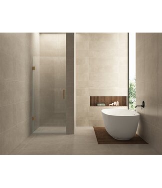 Wiesbaden Douchedeur 70x200cm⎢Wiesbaden Less⎢Geborsteld Brons koper⎢nisdeur 8mm helderglas met nano-coating - 20.3387