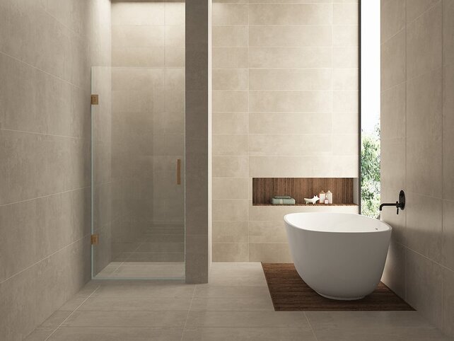 Douchedeur 70x200cm⎢Wiesbaden Less⎢Geborsteld Brons koper⎢nisdeur 8mm helderglas met nano-coating - 20.3387