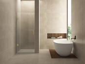 Douchedeur 70x200cm⎢Wiesbaden Less⎢Geborsteld Messing⎢nisdeur 8mm helderglas met nano-coating - 20.3385