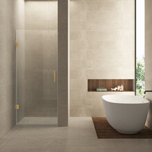 Douchedeur 80x200cm⎢Wiesbaden Less⎢Geborsteld Messing⎢nisdeur 8mm helderglas met nano-coating - 20.3391