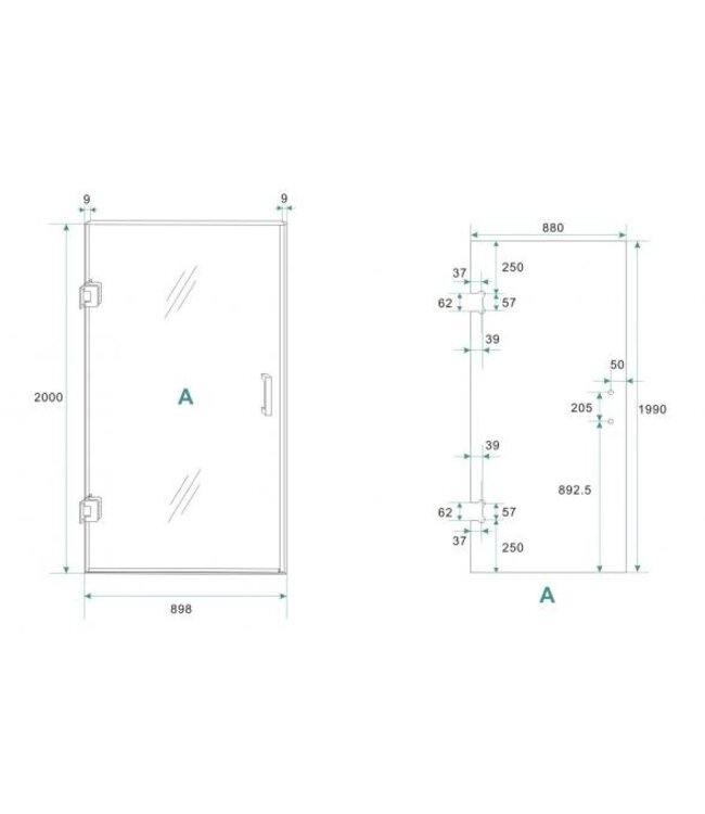 Douchedeur 90x200cm⎢Wiesbaden Less⎢Mat Wit⎢nisdeur 8mm helderglas met nano-coating - 20.3396