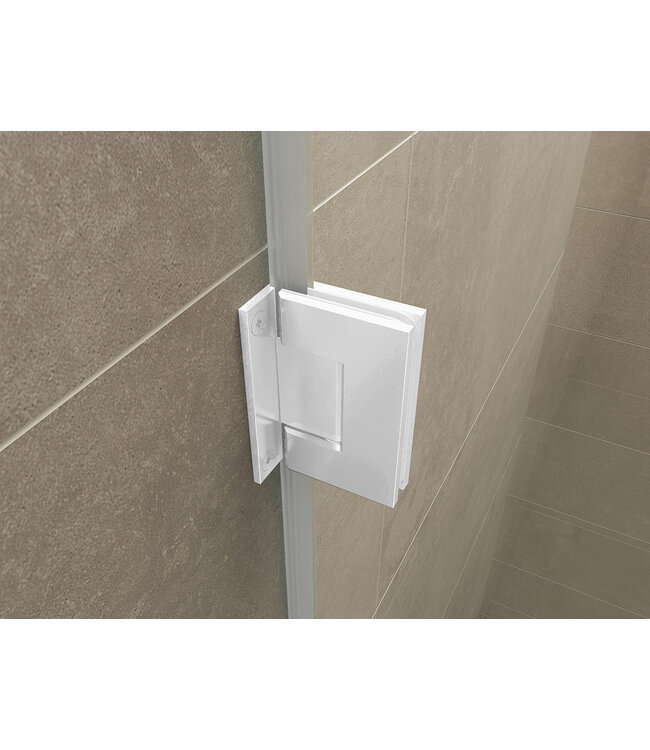 Douchedeur 70x200cm⎢Wiesbaden Less⎢Mat Wit⎢nisdeur 8mm helderglas met nano-coating - 20.3384