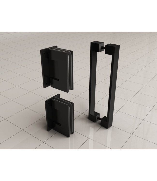 Wiesbaden Douchedeur 80x200cm⎢Wiesbaden Less⎢Mat Zwart⎢nisdeur 8mm helderglas met nano-coating - 20.3389