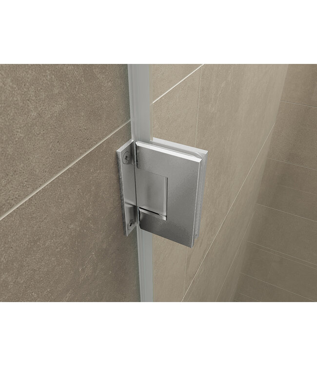 Douchedeur 100x200cm⎢Wiesbaden Less⎢Geborsteld Staal⎢nisdeur 8mm helderglas met nano-coating - 20.3200