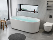 Vrijstaand Bad Rondo⎢Ribbel Verticaal⎢170x80x58cm⎢Mat Wit⎢Acryl incl. afsluitbare sifon