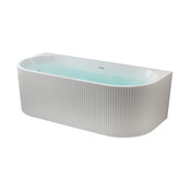 Half Vrijstaand Bad Rondo⎢Ribbel Verticaal⎢170x80x58cm⎢Mat Wit⎢Acryl incl. afsluitbare sifon
