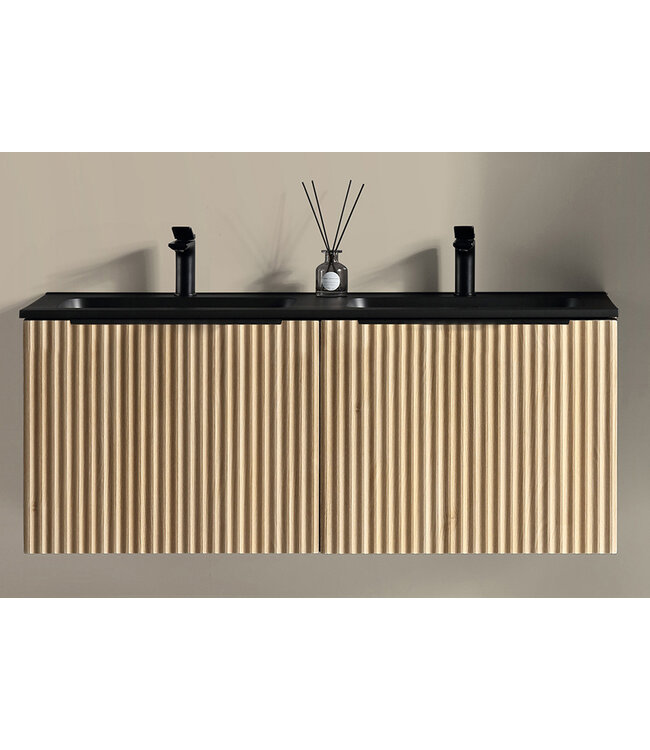 Wastafelonderkast Wiesbaden Ribbella 120cm⎢Naturel eik⎢2 lades - 2 uitsparingen - 38.3536