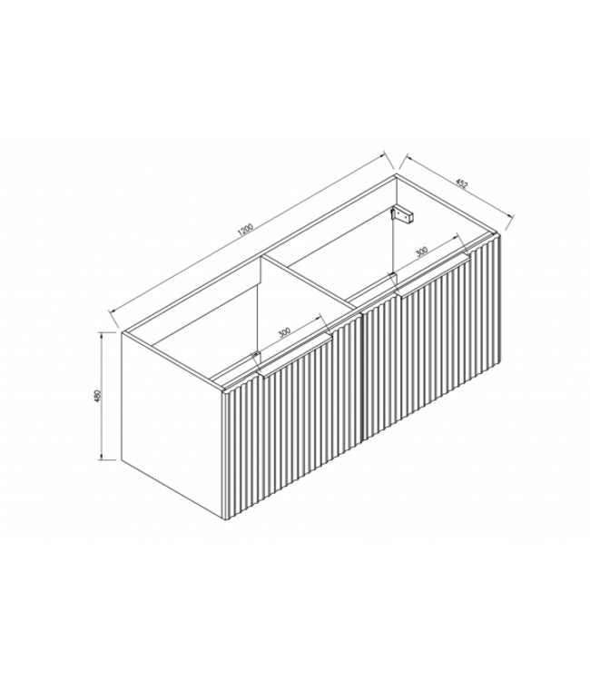 Wastafelonderkast Wiesbaden Ribbella 120cm⎢Naturel eik⎢2 lades - 2 uitsparingen - 38.3536