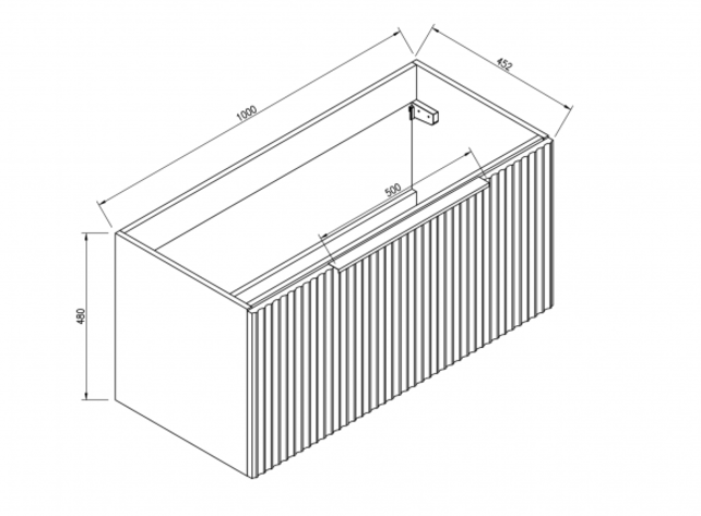 Wastafelonderkast Wiesbaden Ribbella 100cm⎢Naturel eik⎢1 lade - 1 uitsparing - 38.3533
