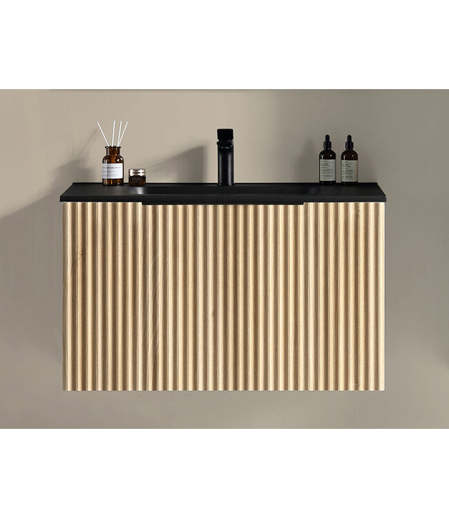 Wiesbaden Wastafelonderkast Wiesbaden Ribbella 80cm⎢Naturel eik⎢1 lade - 1 uitsparing - 38.3530