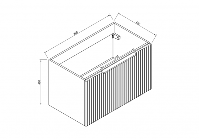 Wastafelonderkast Wiesbaden Ribbella 80cm⎢Naturel eik⎢1 lade - 1 uitsparing - 38.3530