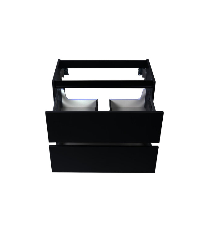 Wastafelonderkast Wiesbaden Marmaris 60x45cm⎢Mat Zwart⎢2 lades - 1 uitsparing - 32.3670