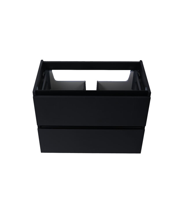 Wiesbaden Wastafelonderkast Wiesbaden Marmaris 60x45cm⎢Mat Zwart⎢2 lades - 1 uitsparing - 32.3670