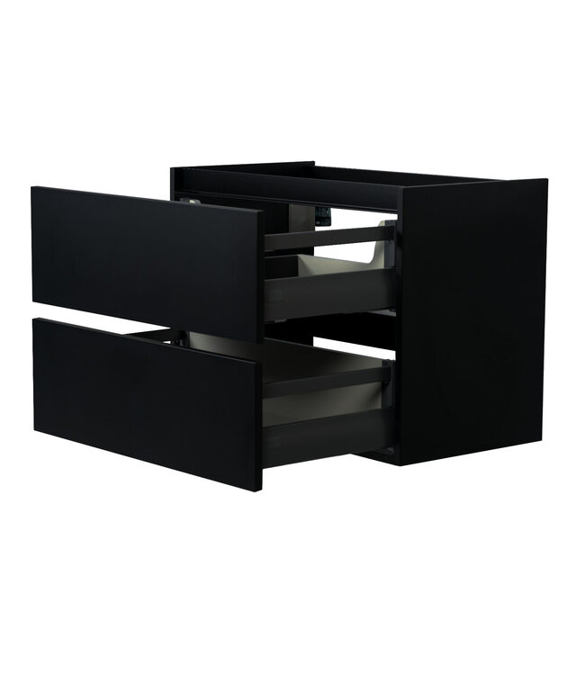 Wiesbaden Wastafelonderkast Wiesbaden Marmaris 60x45cm⎢Mat Zwart⎢2 lades - 1 uitsparing - 32.3670