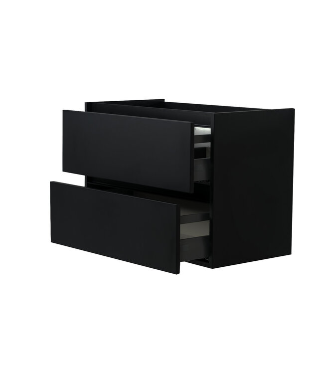 Wastafelonderkast Wiesbaden Marmaris 80x45cm⎢Mat Zwart⎢2 lades - 1 uitsparing - 32.3671