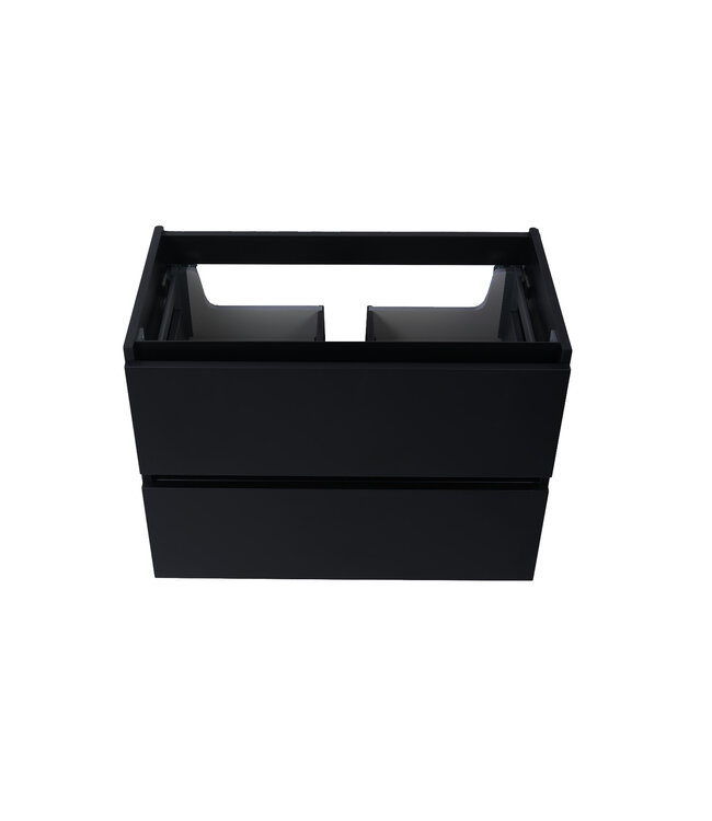 Wastafelonderkast Wiesbaden Marmaris 80x45cm⎢Mat Zwart⎢2 lades - 1 uitsparing - 32.3671