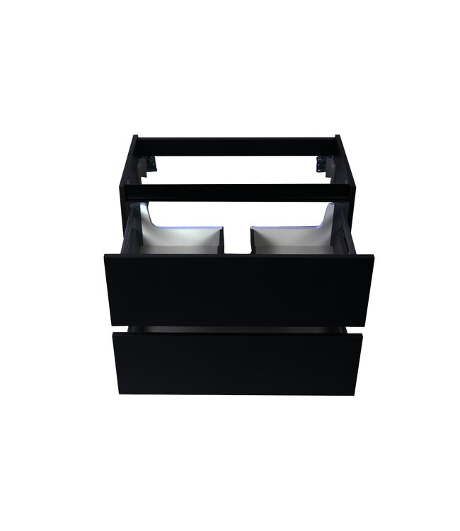 Wastafelonderkast Wiesbaden Marmaris 80x45cm⎢Mat Zwart⎢2 lades - 1 uitsparing - 32.3671