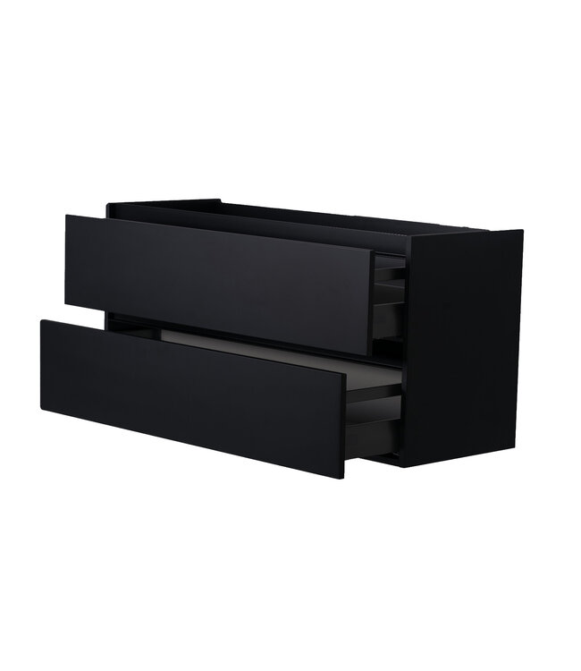 Wiesbaden Wastafelonderkast Wiesbaden Marmaris 100x45cm⎢Mat Zwart⎢2 lades - 1 uitsparing - 32.3672