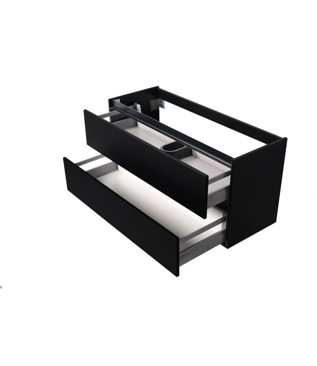 Wiesbaden Wastafelonderkast Wiesbaden Marmaris 100x45cm⎢Mat Zwart⎢2 lades - 1 uitsparing - 32.3672