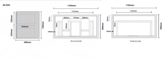 Wastafelonderkast Wiesbaden OAK 120x45cm⎢Eikenhout⎢2 lades - 2 uitsparing - 38.3593 Wastafelonderkast Wiesbaden OAK 120x45cm⎢Eikenhout⎢2 lades - 2 uitsparing - 38.3593