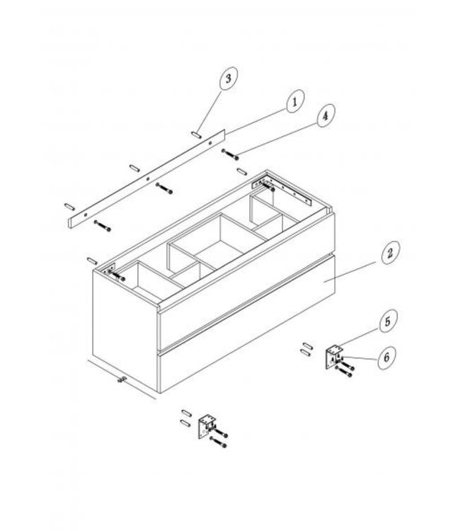 Wiesbaden Wastafelonderkast Wiesbaden OAK 120x45cm⎢Eikenhout⎢2 lades - 2 uitsparing - 38.3593