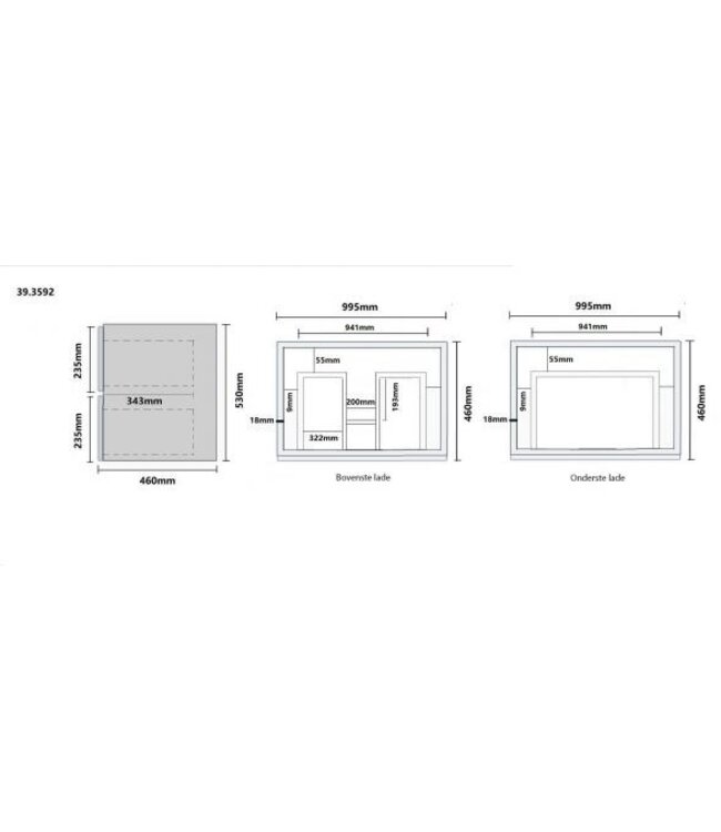 Wastafelonderkast Wiesbaden OAK 100x46cm⎢Eikenhout⎢2 lades - 1 uitsparing - 38.3592