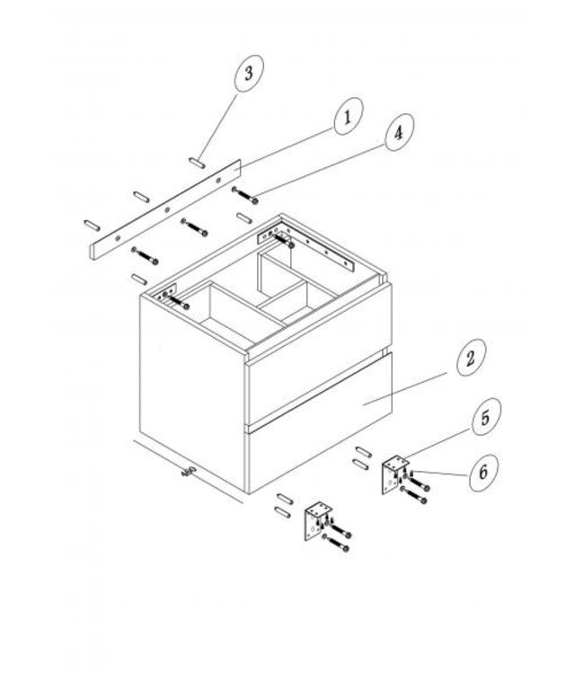 Wastafelonderkast Wiesbaden OAK 80x45cm⎢Eikenhout⎢2 lades - 1 uitsparing - 38.3591