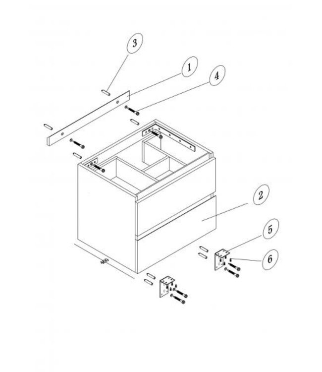 Wiesbaden Wastafelonderkast Wiesbaden OAK 60x45cm⎢Eikenhout⎢2 lades - 1 uitsparing - 38.3590