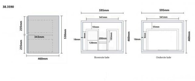 Wastafelonderkast Wiesbaden OAK 60x45cm⎢Eikenhout⎢2 lades - 1 uitsparing - 38.3590 Wastafelonderkast Wiesbaden OAK 60x45cm⎢Eikenhout⎢2 lades - 1 uitsparing - 38.3590