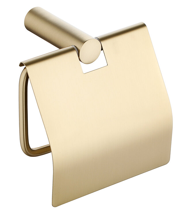 Toiletrolhouder met klep⎢Wiesbaden Ida⎢Geborsteld Messing - 28.5021