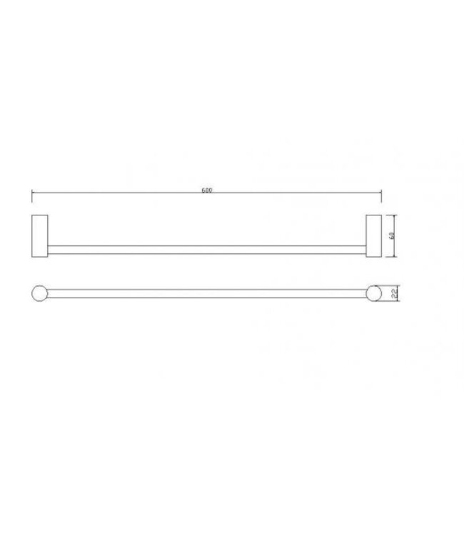 Wiesbaden Handdoekrek Enkel⎢Wiesbaden Ida 60cm⎢Geborsteld Messing - 28.5025
