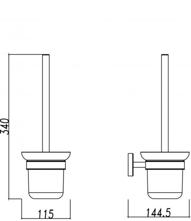 Toiletborstel met houder mat glas/RVS⎢Wiesbaden 304 RVS - 24.3823