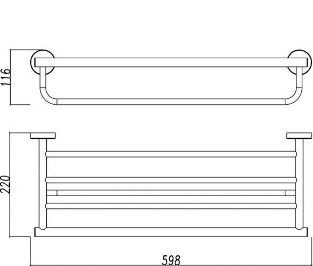 Handdoekhouder met planchet 60cm⎢Wiesbaden 304 RVS - 24.3829