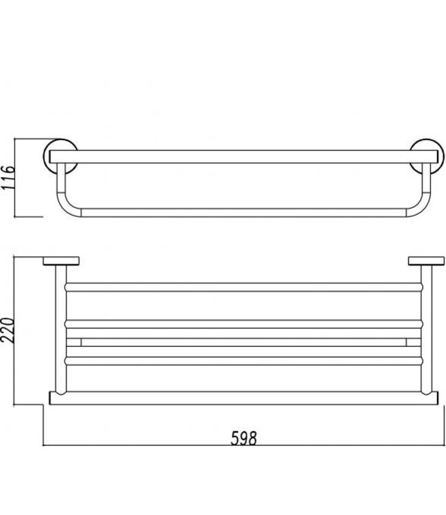 Handdoekhouder met planchet 60cm⎢Wiesbaden 304 RVS - 24.3829