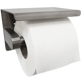 Toiletrolhouder met planchet⎢Wiesbaden BRUSH 304 RVS - 24.3840