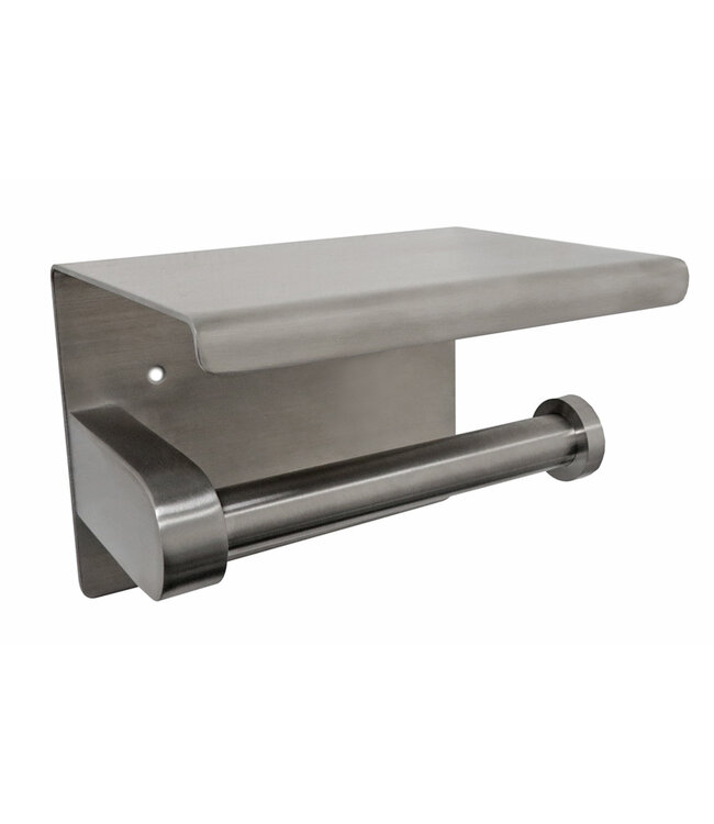 Wiesbaden Toiletrolhouder met planchet⎢Wiesbaden BRUSH 304 RVS - 24.3840
