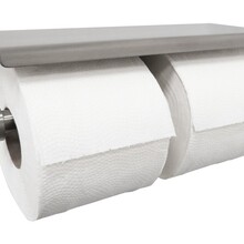 Toiletrolhouder met planchet Dubbel⎢Wiesbaden BRUSH 304 RVS - 24.3841