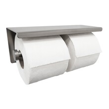 Toiletrolhouder met planchet Dubbel⎢Wiesbaden BRUSH 304 RVS - 24.3841
