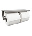 Toiletrolhouder met planchet Dubbel⎢Wiesbaden BRUSH 304 RVS - 24.3841