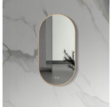 Spiegel Ovaal⎢Aloni Olyphia 50x100cm Geborsteld koper⎢met LED - dimbaar en spiegelverwarming