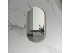 Spiegel Ovaal⎢Aloni Olyphia 50x100cm Geborsteld koper⎢met LED - dimbaar en spiegelverwarming