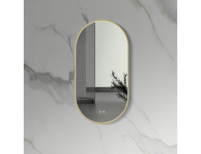 Spiegel Ovaal⎢Aloni Olyphia 50x100cm Geborsteld Goud⎢met LED - dimbaar en spiegelverwarming
