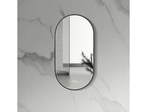 Spiegel Ovaal⎢Aloni Olyphia 50x100cm Mat Zwart⎢met LED - dimbaar en spiegelverwarming