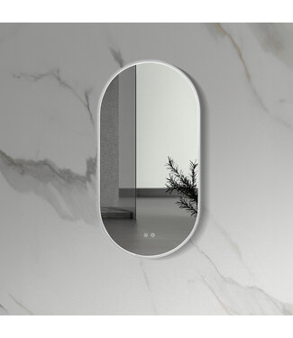ALONI Spiegel Ovaal⎢Aloni Olyphia 50x100cm RVS⎢met LED - dimbaar en spiegelverwarming