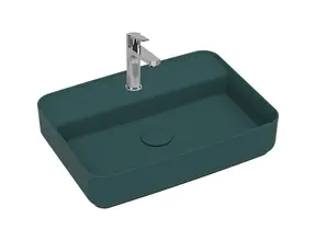 Wastafel Infinity Petrol Groen⎢Isvea Opbouw wasbak 55cm⎢met kraangat zonder overloop