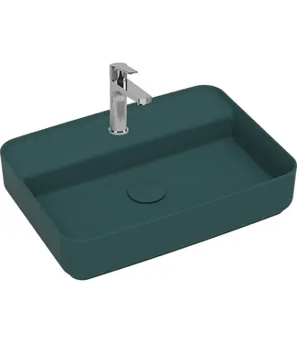 Isvea Wastafel Infinity Petrol Groen⎢Isvea Opbouw wasbak 55cm⎢met kraangat zonder overloop
