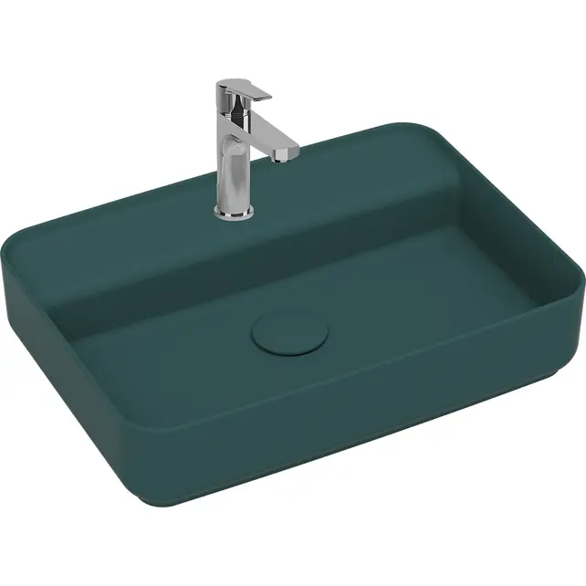 Wastafel Infinity Petrol Groen⎢Isvea Opbouw wasbak 55cm⎢met kraangat zonder overloop Wastafel Infinity Petrol Groen⎢Isvea Opbouw wasbak 55cm⎢met kraangat zonder overloop