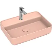 Wastafel Infinity Mat Zalm⎢Isvea Opbouw wasbak 55cm⎢met kraangat zonder overloop Wastafel Infinity Mat Zalm⎢Isvea Opbouw wasbak 55cm⎢met kraangat zonder overloop