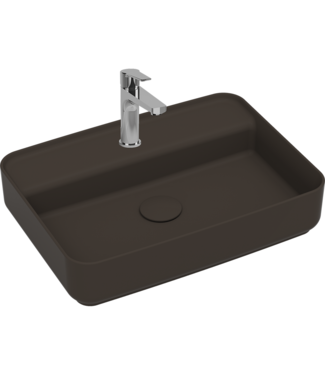 Isvea Wastafel Infinity Mat Taupe⎢Isvea Opbouw wasbak 55cm⎢met kraangat zonder overloop